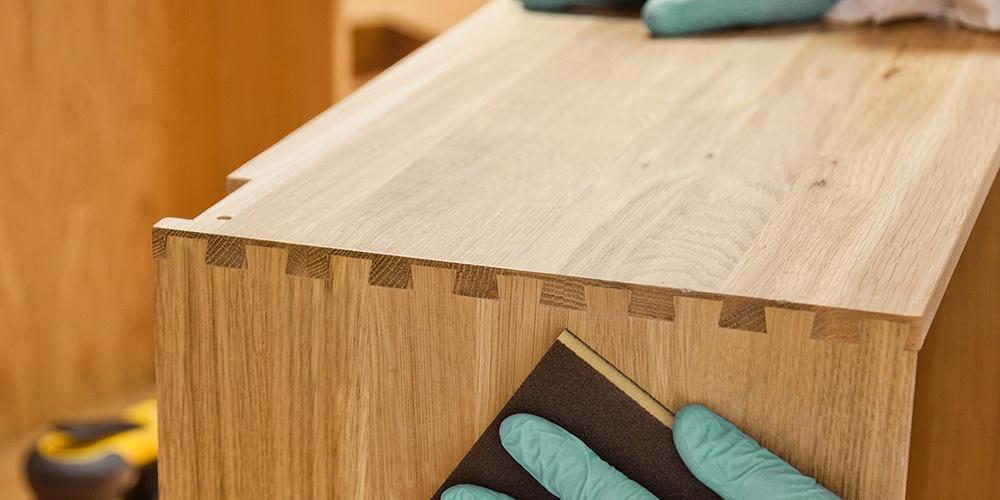 Close up of beech drawer box