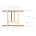 A bespoke drawing showing the dimensions of a cabinet shelf.