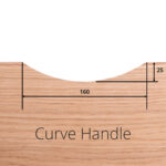 A diagram showing the measurements of a curve handle.