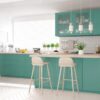 Scandinavian classic kitchen with wooden and turquoise details, minimalistic interior designScandinavian classic kitchen with wooden and gray details, minimalistic interior designScandinavian classic kitchen with wooden and brown details, minimalistic interior design