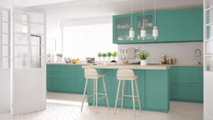 Scandinavian classic kitchen with wooden and turquoise details, minimalistic interior designScandinavian classic kitchen with wooden and gray details, minimalistic interior designScandinavian classic kitchen with wooden and brown details, minimalistic interior design